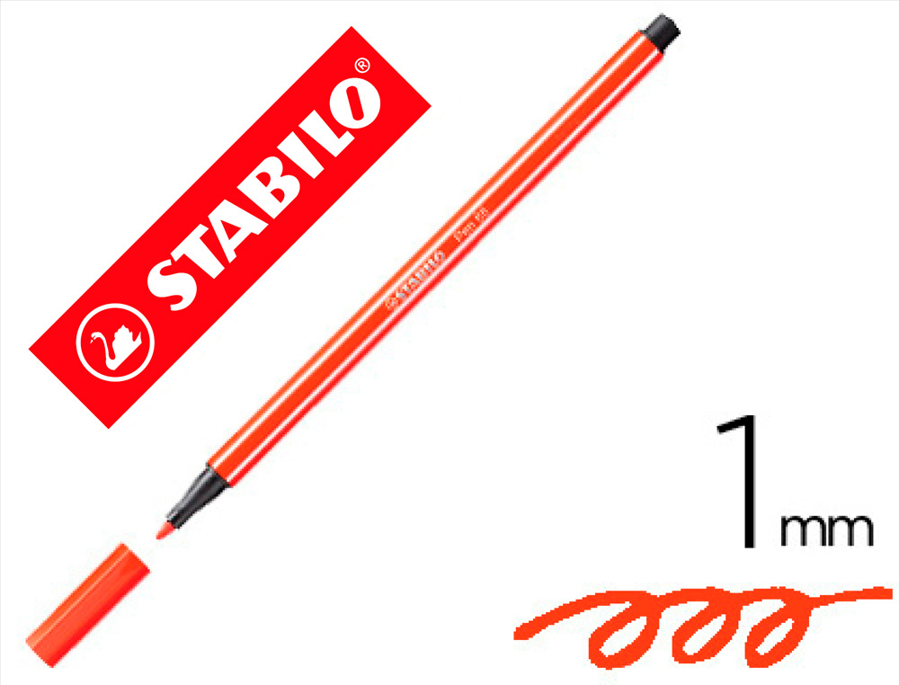 ROTULADOR STABILO ACUARELABLE PEN 68 BERMELLON PUNTA GRUESA 1MM