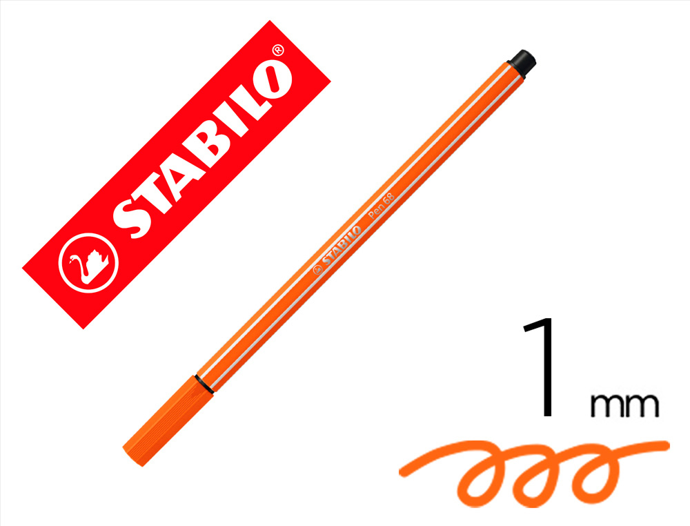 ROTULADOR STABILO ACUARELABLE PEN 68 BERMELLON PALIDO PUNTA GRUESA 1MM