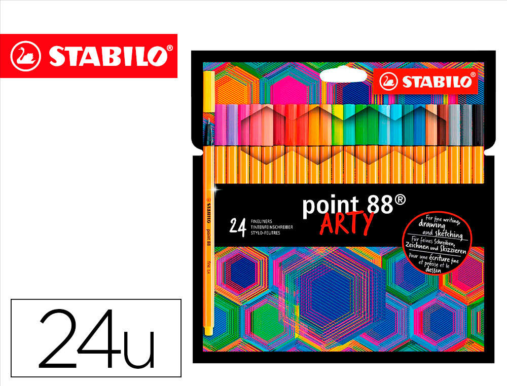 ROTULADOR STABILO POINT 88 PUNTA DE FIBRA ARTY LINE ESTUCHE CARTON DE 24 UNIDADES COLORES SURTIDOS