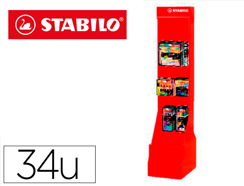 CONTENIDO EXPOSITOR STABILO GAMA ARTY SUELO 34 UNIDADES SURTIDAS