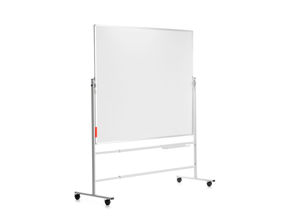 PIZARRA BLANCA ROCADA ACERO LACADO MAGNETICO MARCO ALUMINIO DOBLE CARA VOLTEABLE 120X200 CM