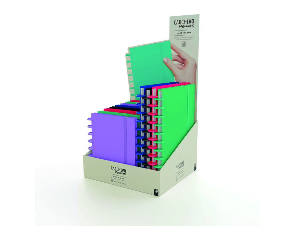CUADERNO IGENIOX FOAM INTENSO HORIZONTAL EXPOSITOR DE 12 UNIDADES SURTIDAS