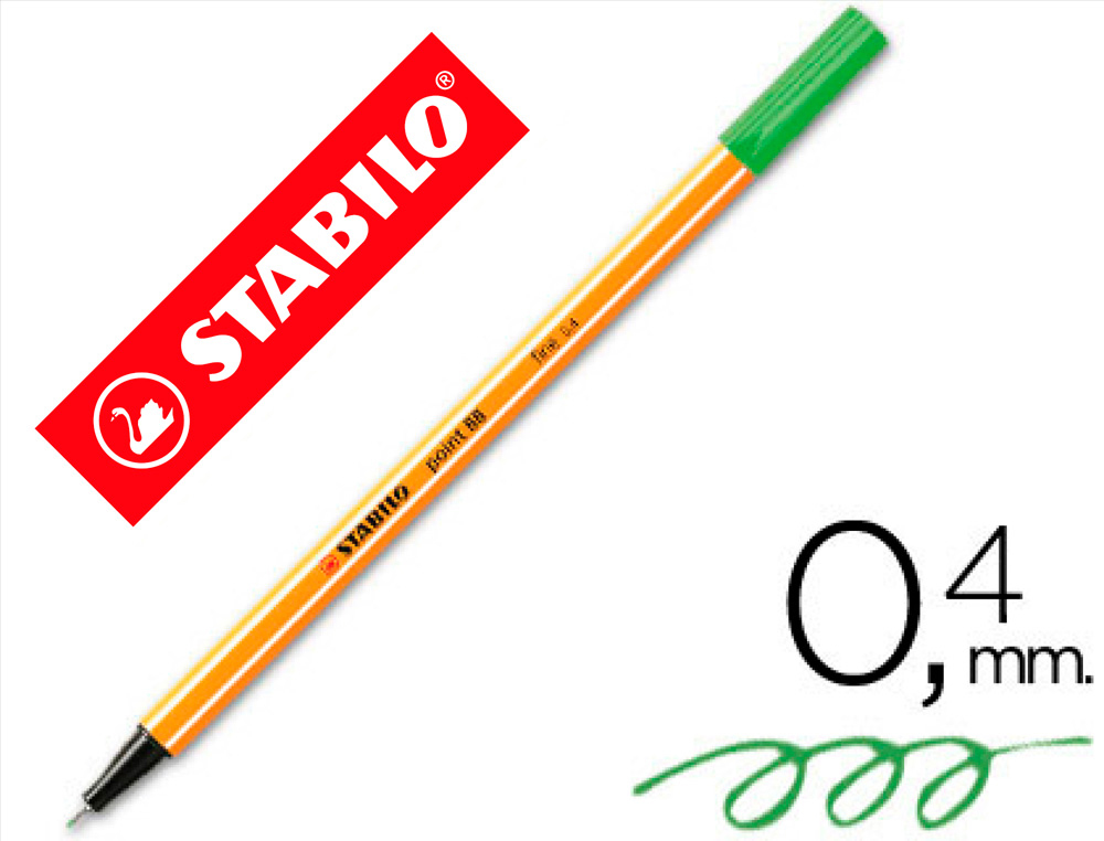 ROTULADOR STABILO PUNTA DE FIB RA POINT 88 VERDE PUNTA FINA 0,4MM