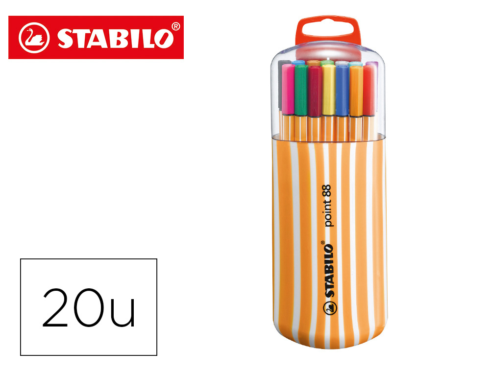 ROTULADOR STABILO PUNTA DE FIBRA POINT 88 ZEBRUI ESTUCHE DE 20 UNIDADES COLORES SURTIDOS
