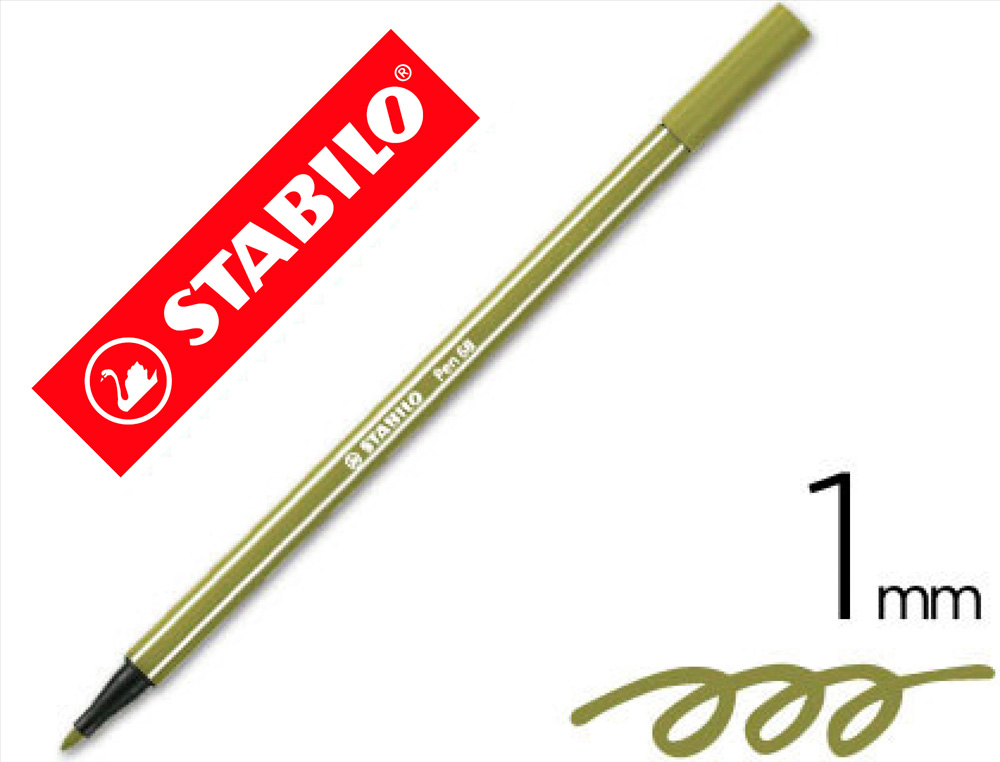 ROTULADOR STABILO ACUARELABLE PEN 68 VERDE TIERRA PUNTA GRUESA 1MM