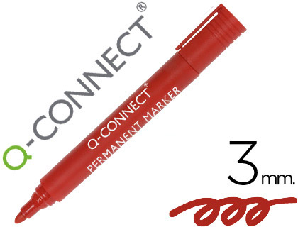 ROTULADOR Q-CONNECT MARCADOR PERMANENTE ROJO PUNTA REDONDA 3.0 MM