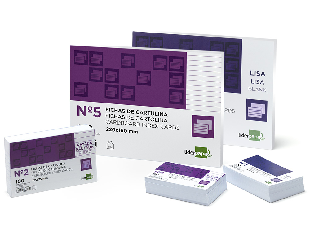 FICHA LIDERPAPEL RAYADA Nº3 100X150 MM 180G/M2 PAQUETE DE 100 UNIDADES