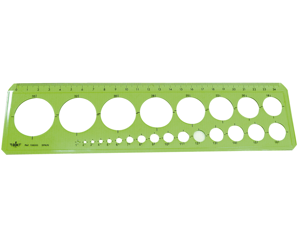 PLANTILLA DOMINGO FERRER CIRCULOS 1-35 MM PLASTICO VERDE