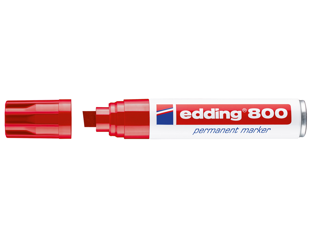ROTULADOR EDDING MARCADOR PERMANENTE 800 ROJO PUNTA BISELADA 12 MM RECARGABLE