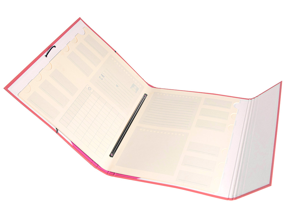 CARPETA ANTARTIK CLASIFICADORA A4 12 DEPARTAMENTOS GOMA CARTON FORRADO COLOR CORAL