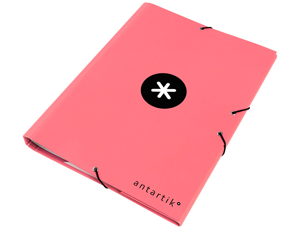 CARPETA ANTARTIK CLASIFICADORA A4 12 DEPARTAMENTOS GOMA CARTON FORRADO COLOR CORAL