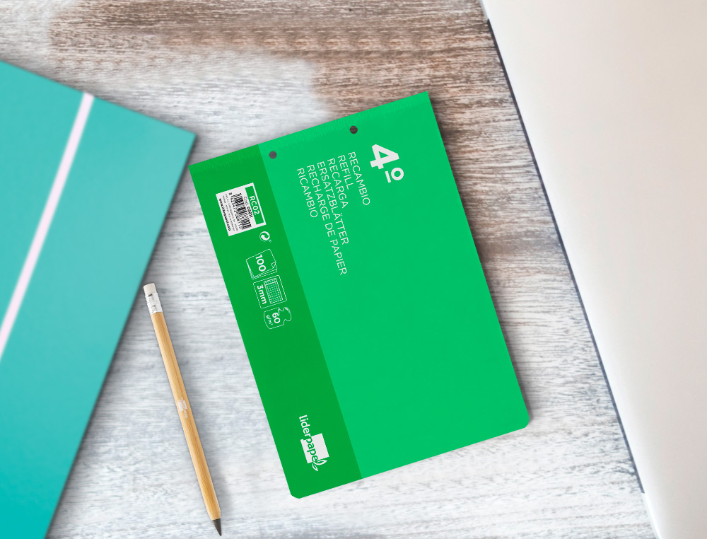 RECAMBIO LIDERPAPEL CUARTO APAISADO 100 H 2TCA-06 CUADRO 3 MM 2 TALADROS CON MARGEN