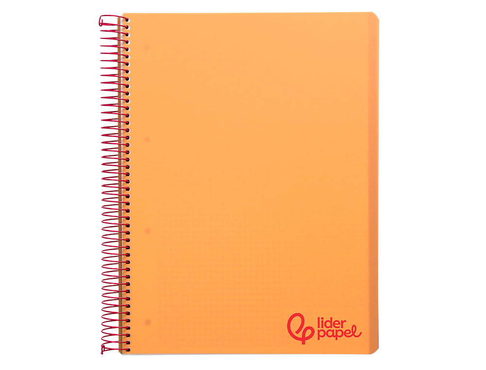 CUADERNO ESPIRAL LIDERPAPEL A4 MICRO WONDER TAPA PLASTICO 120H 90 GR CUADRO 5MM 5 BANDA 4 TALADROS COLOR NARANJA