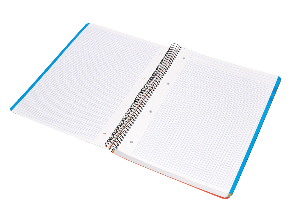 CUADERNO ESPIRAL LIDERPAPEL A4 MICRO WONDER TAPA PLASTICO 120H 90 GR CUADRO 5MM 5 BANDA 4 TALADROS COLOR NARANJA