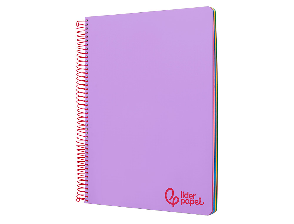 CUADERNO ESPIRAL LIDERPAPEL A4 MICRO WONDER TAPA PLASTICO 120H 90 GR CUADRO 5MM 5 BANDA 4 TALADROS COLOR LILA