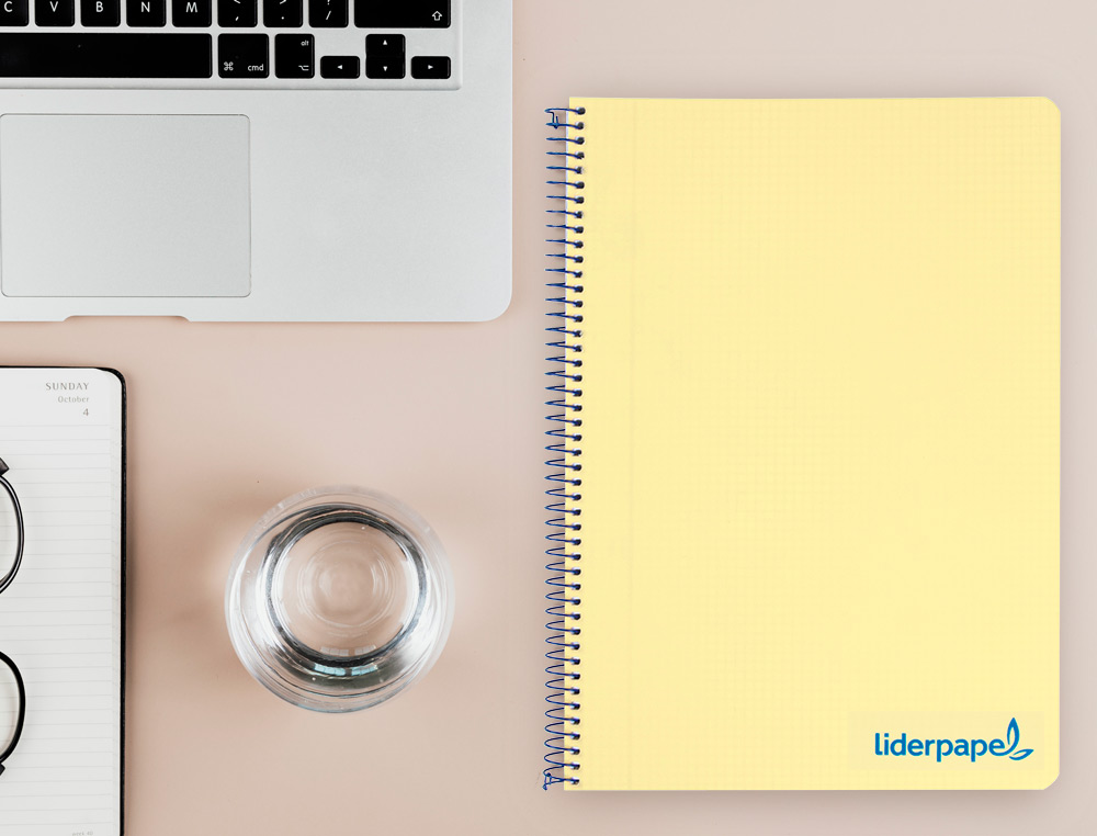 CUADERNO ESPIRAL LIDERPAPEL A4 WONDER TAPA PLASTICO 80H 90GR CUADRO 4MM CON MARGEN COLOR AMARILLO