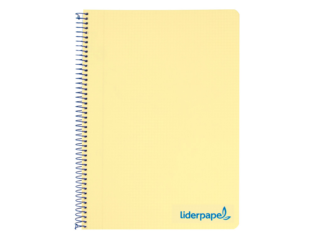 CUADERNO ESPIRAL LIDERPAPEL A4 WONDER TAPA PLASTICO 80H 90GR CUADRO 4MM CON MARGEN COLOR AMARILLO