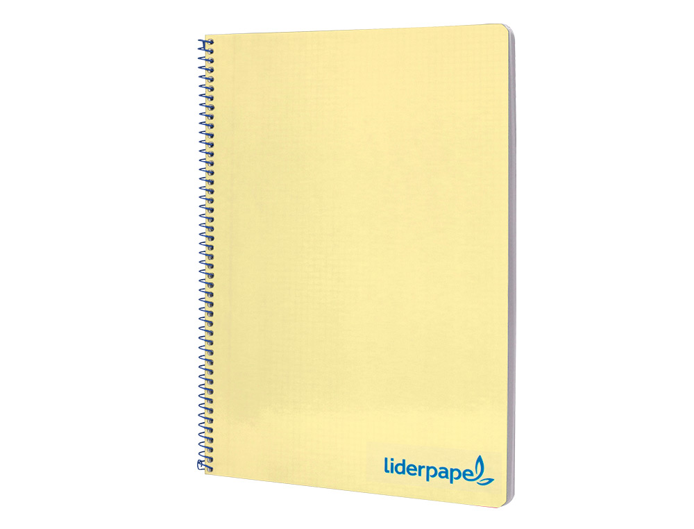 CUADERNO ESPIRAL LIDERPAPEL A4 WONDER TAPA PLASTICO 80H 90GR CUADRO 4MM CON MARGEN COLOR AMARILLO