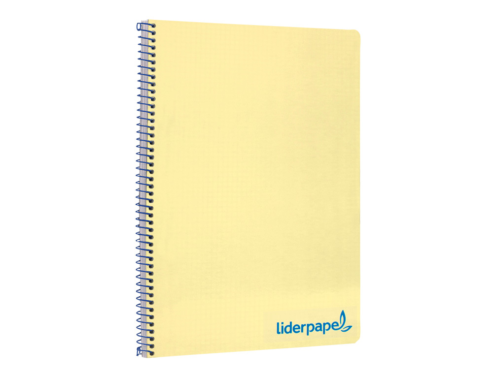 CUADERNO ESPIRAL LIDERPAPEL A4 WONDER TAPA PLASTICO 80H 90GR CUADRO 4MM CON MARGEN COLOR AMARILLO