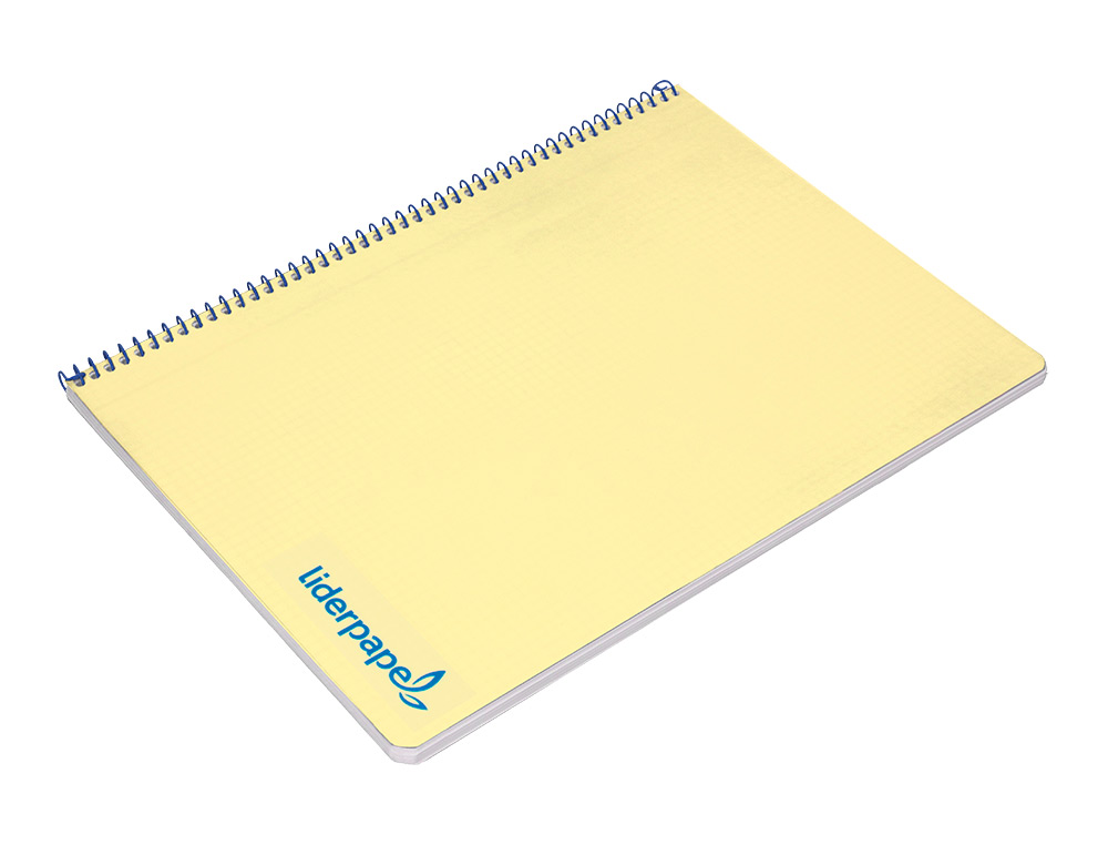 CUADERNO ESPIRAL LIDERPAPEL A4 WONDER TAPA PLASTICO 80H 90GR CUADRO 4MM CON MARGEN COLOR AMARILLO