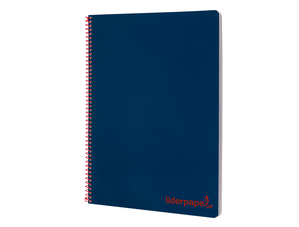 CUADERNO ESPIRAL LIDERPAPEL A4 WONDER TAPA PLASTICO 80H 90GR CUADRO 4MM CON MARGEN COLOR AZUL MARINO