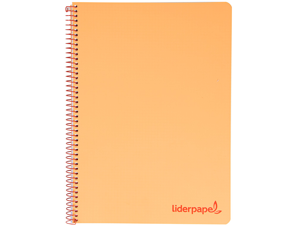 CUADERNO ESPIRAL LIDERPAPEL A5 MICRO WONDER TAPA PLASTICO 120H 90G CUADRO 5MM 5 BANDAS 6 TALADROS COLOR NARANJA