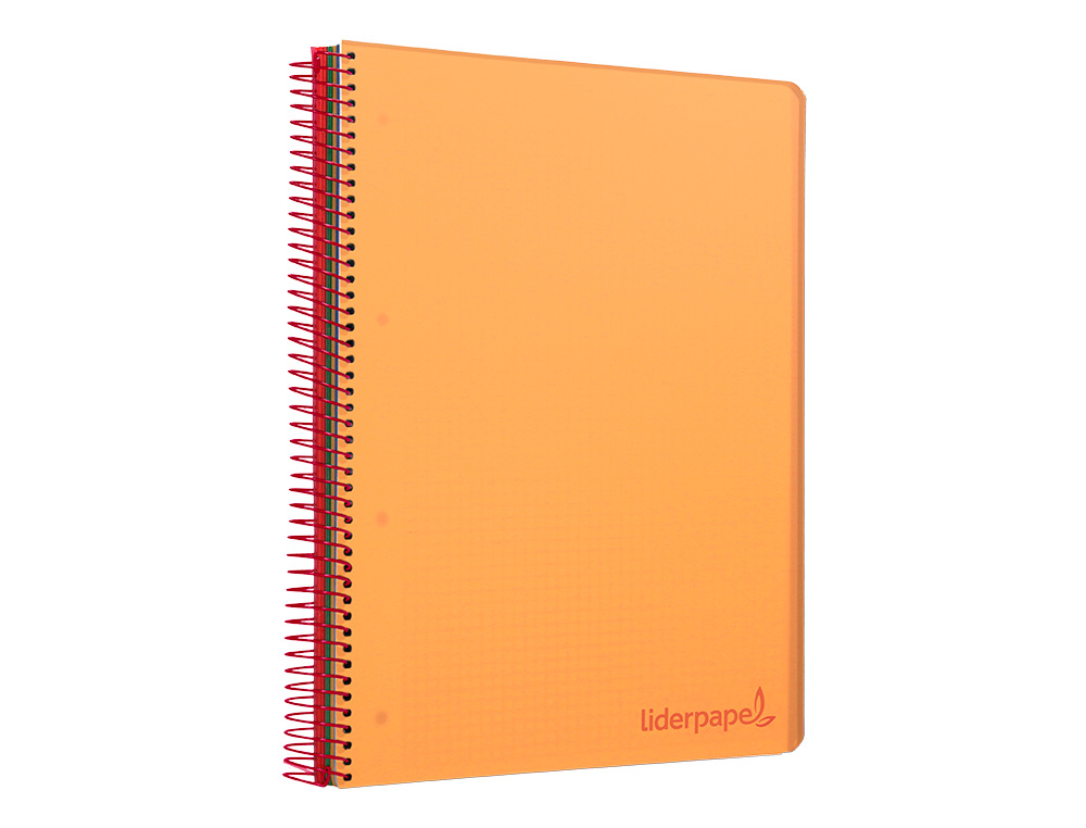 CUADERNO ESPIRAL LIDERPAPEL A5 MICRO WONDER TAPA PLASTICO 120H 90G CUADRO 5MM 5 BANDAS 6 TALADROS COLOR NARANJA