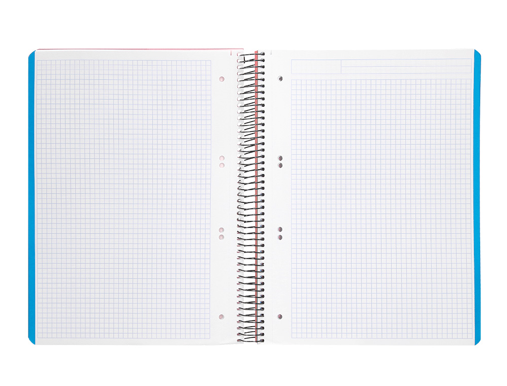 CUADERNO ESPIRAL LIDERPAPEL A5 MICRO WONDER TAPA PLASTICO 120H 90G CUADRO 5MM 5 BANDAS 6 TALADROS COLOR NARANJA