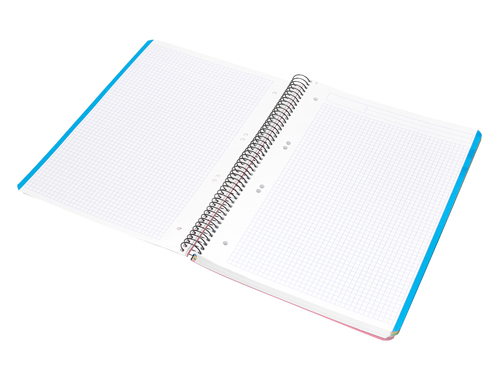 CUADERNO ESPIRAL LIDERPAPEL A5 MICRO WONDER TAPA PLASTICO 120H 90G CUADRO 5MM 5 BANDAS 6 TALADROS COLOR NARANJA