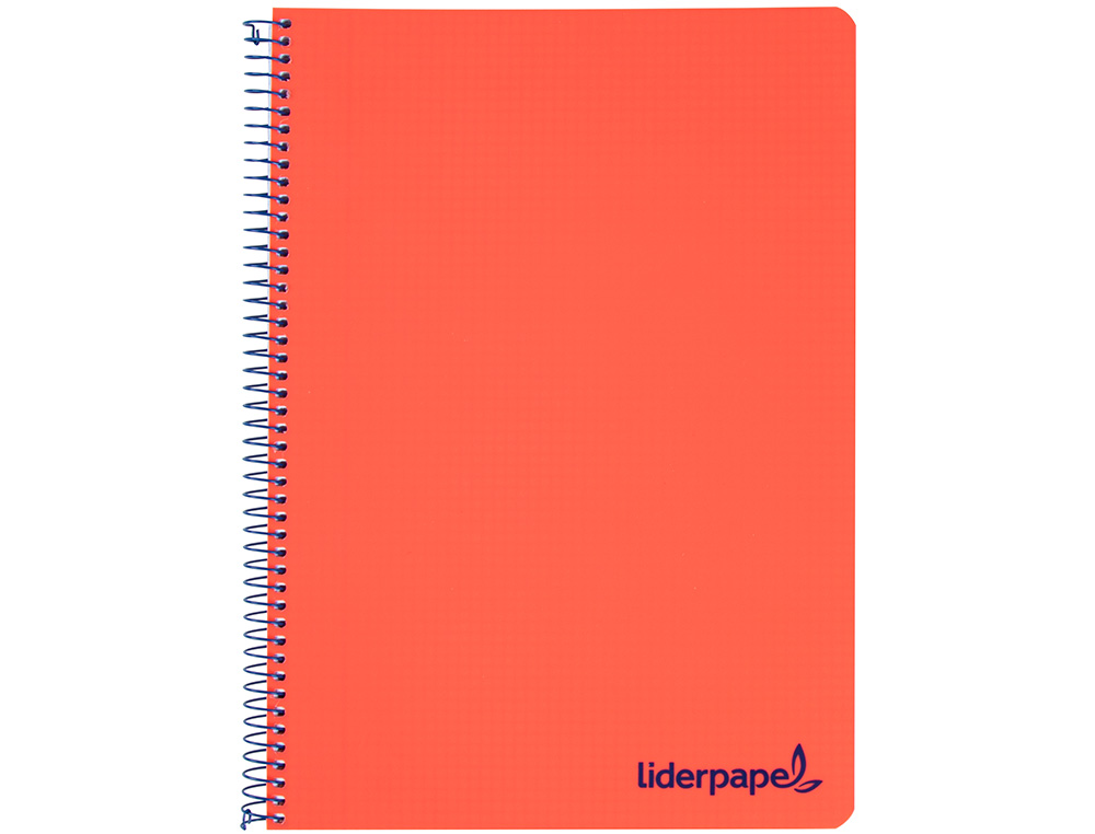 CUADERNO ESPIRAL LIDERPAPEL A5 MICRO WONDER TAPA PLASTICO 120H 90G CUADRO 5MM 5 BANDAS 6 TALADROS COLOR ROJO