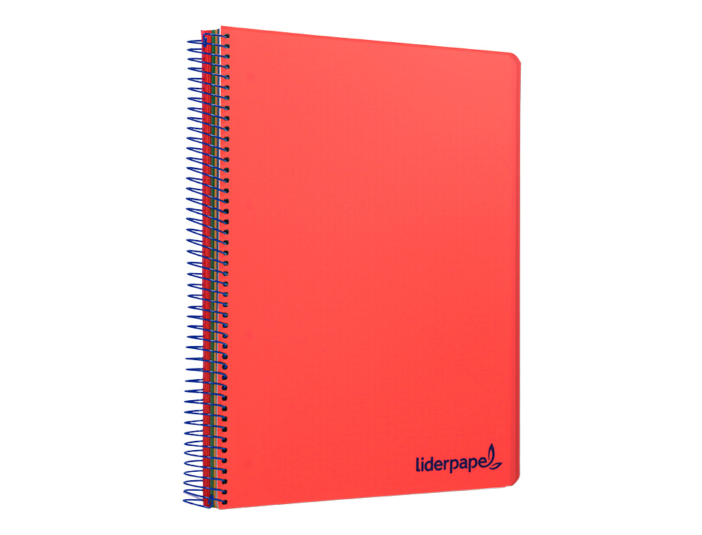 CUADERNO ESPIRAL LIDERPAPEL A5 MICRO WONDER TAPA PLASTICO 120H 90G CUADRO 5MM 5 BANDAS 6 TALADROS COLOR ROJO