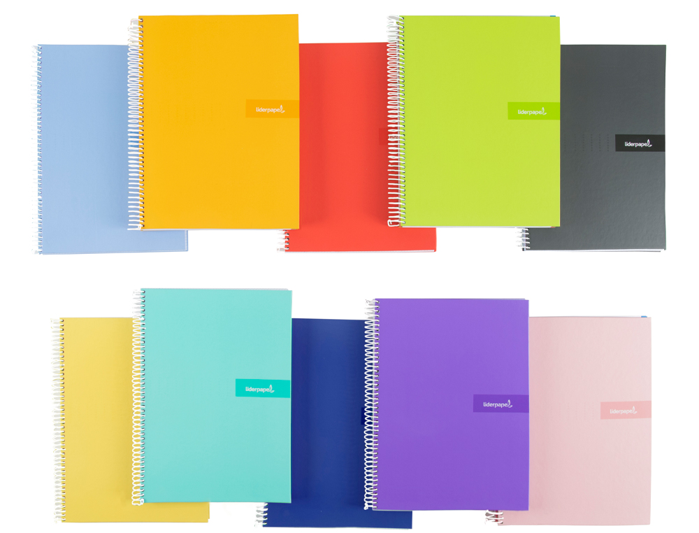 CUADERNO ESPIRAL LIDERPAPEL A5 CRAFTY TAPA FORRADA 80H 90 GR MILIMETRADO 2MM COLORES SURTIDOS
