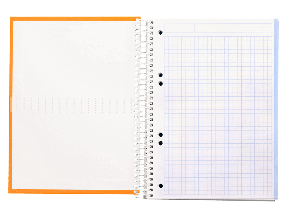 CUADERNO ESPIRAL LIDERPAPEL A5 MICRO CRAFTY TAPA FORRADA 120H 90 GR CUADRO 5MM 5 BANDAS6 TALADROS COLOR NARANJA