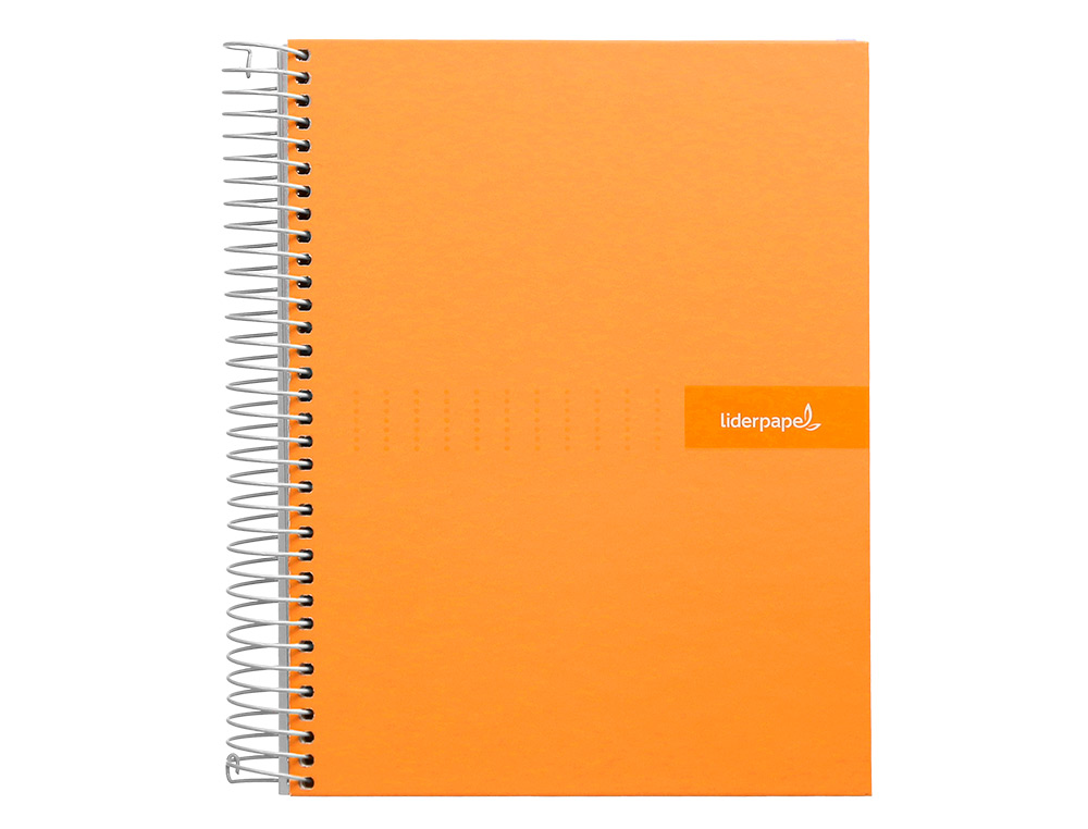 CUADERNO ESPIRAL LIDERPAPEL A5 MICRO CRAFTY TAPA FORRADA 120H 90 GR CUADRO 5MM 5 BANDAS6 TALADROS COLOR NARANJA