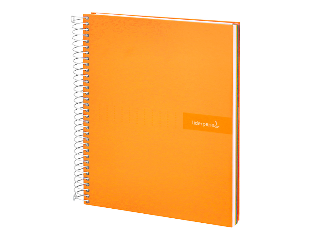 CUADERNO ESPIRAL LIDERPAPEL A5 MICRO CRAFTY TAPA FORRADA 120H 90 GR CUADRO 5MM 5 BANDAS6 TALADROS COLOR NARANJA