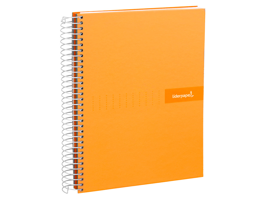 CUADERNO ESPIRAL LIDERPAPEL A5 MICRO CRAFTY TAPA FORRADA 120H 90 GR CUADRO 5MM 5 BANDAS6 TALADROS COLOR NARANJA