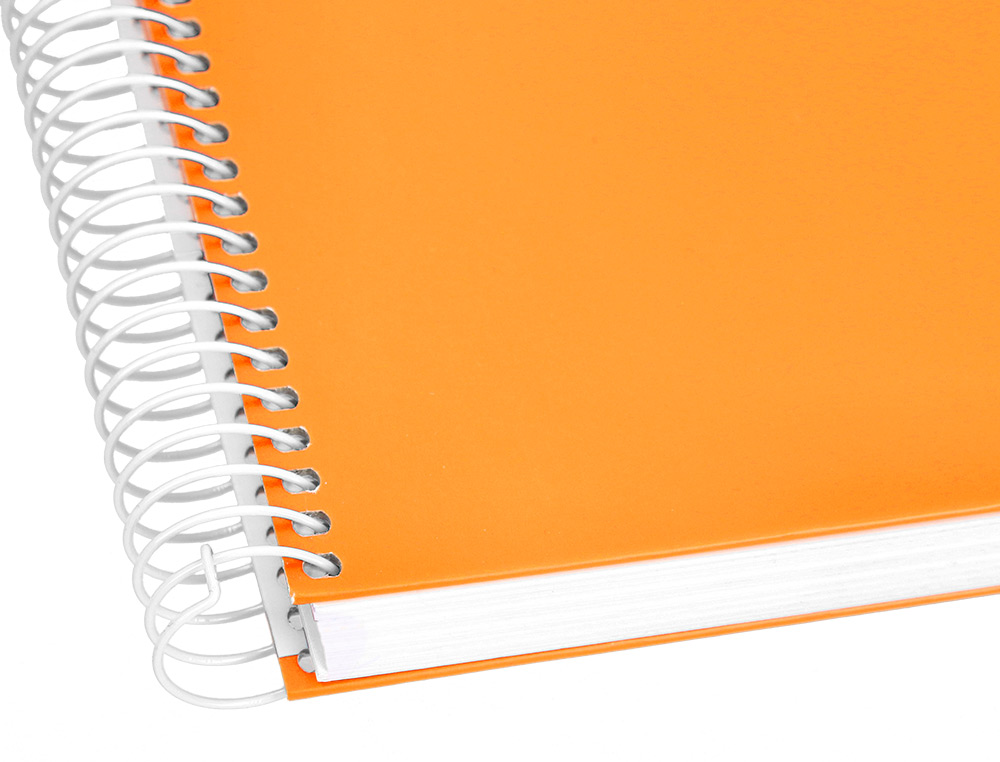 CUADERNO ESPIRAL LIDERPAPEL A5 MICRO CRAFTY TAPA FORRADA 120H 90 GR CUADRO 5MM 5 BANDAS6 TALADROS COLOR NARANJA