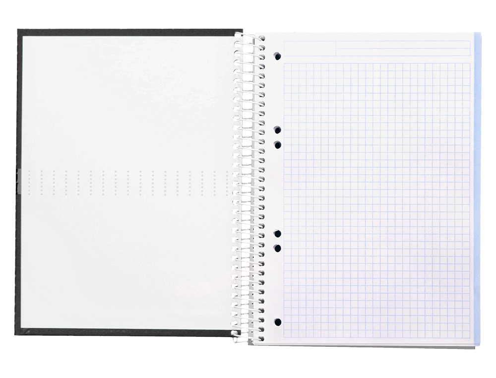 CUADERNO ESPIRAL LIDERPAPEL A5 MICRO CRAFTY TAPA FORRADA 120H 90 GR CUADRO 5MM 5 BANDAS6 TALADROS COLOR NEGRO