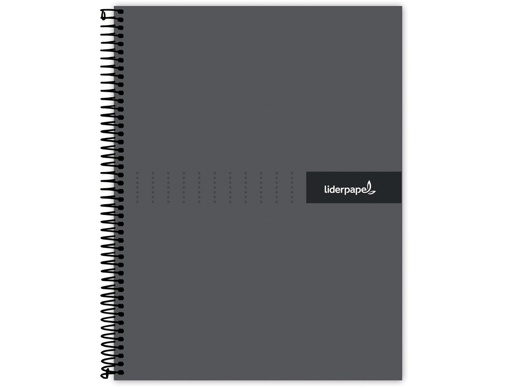 CUADERNO ESPIRAL LIDERPAPEL A5 MICRO CRAFTY TAPA FORRADA 120H 90 GR CUADRO 5MM 5 BANDAS6 TALADROS COLOR NEGRO