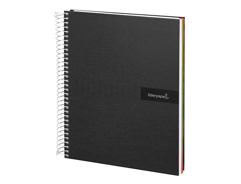 CUADERNO ESPIRAL LIDERPAPEL A5 MICRO CRAFTY TAPA FORRADA 120H 90 GR CUADRO 5MM 5 BANDAS6 TALADROS COLOR NEGRO