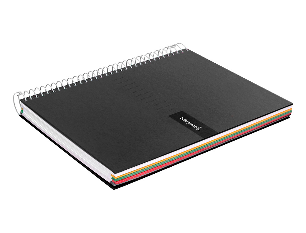 CUADERNO ESPIRAL LIDERPAPEL A5 MICRO CRAFTY TAPA FORRADA 120H 90 GR CUADRO 5MM 5 BANDAS6 TALADROS COLOR NEGRO