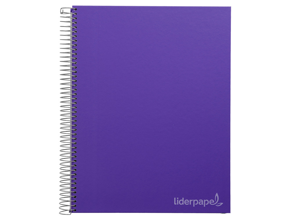 CUADERNO ESPIRAL LIDERPAPEL A4 MICRO JOLLY TAPA FORRADA 140H 75GR CUADRO 5MM 5 BANDAS 4 TALADROS COLOR LILA