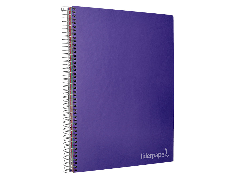 CUADERNO ESPIRAL LIDERPAPEL A4 MICRO JOLLY TAPA FORRADA 140H 75GR CUADRO 5MM 5 BANDAS 4 TALADROS COLOR LILA