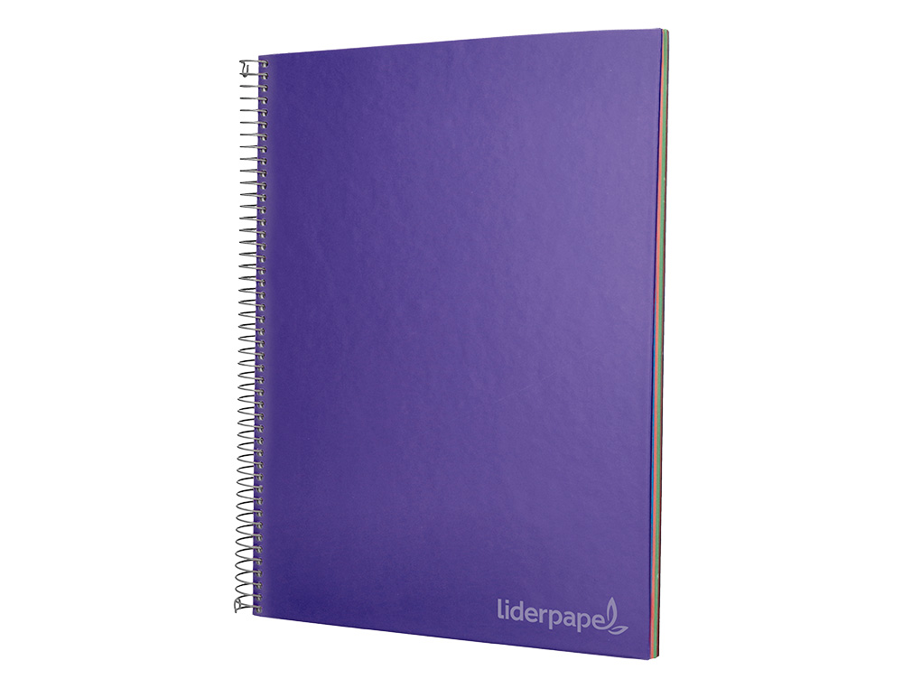 CUADERNO ESPIRAL LIDERPAPEL A4 MICRO JOLLY TAPA FORRADA 140H 75GR CUADRO 5MM 5 BANDAS 4 TALADROS COLOR LILA