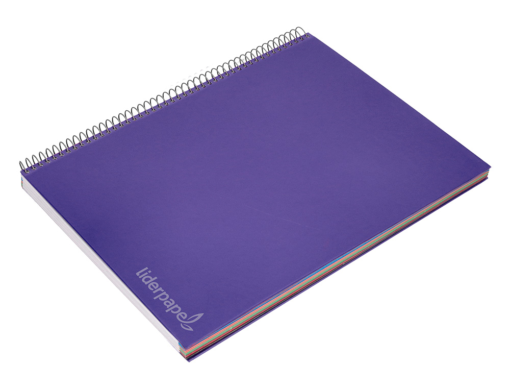 CUADERNO ESPIRAL LIDERPAPEL A4 MICRO JOLLY TAPA FORRADA 140H 75GR CUADRO 5MM 5 BANDAS 4 TALADROS COLOR LILA