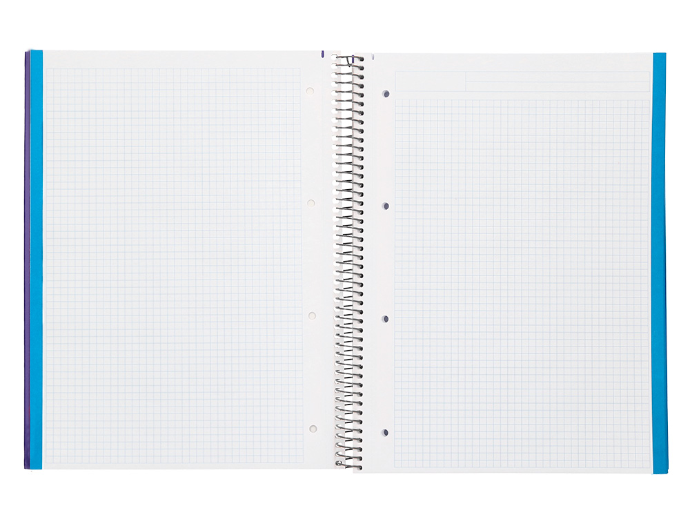 CUADERNO ESPIRAL LIDERPAPEL A4 MICRO JOLLY TAPA FORRADA 140H 75GR CUADRO 5MM 5 BANDAS 4 TALADROS COLOR LILA