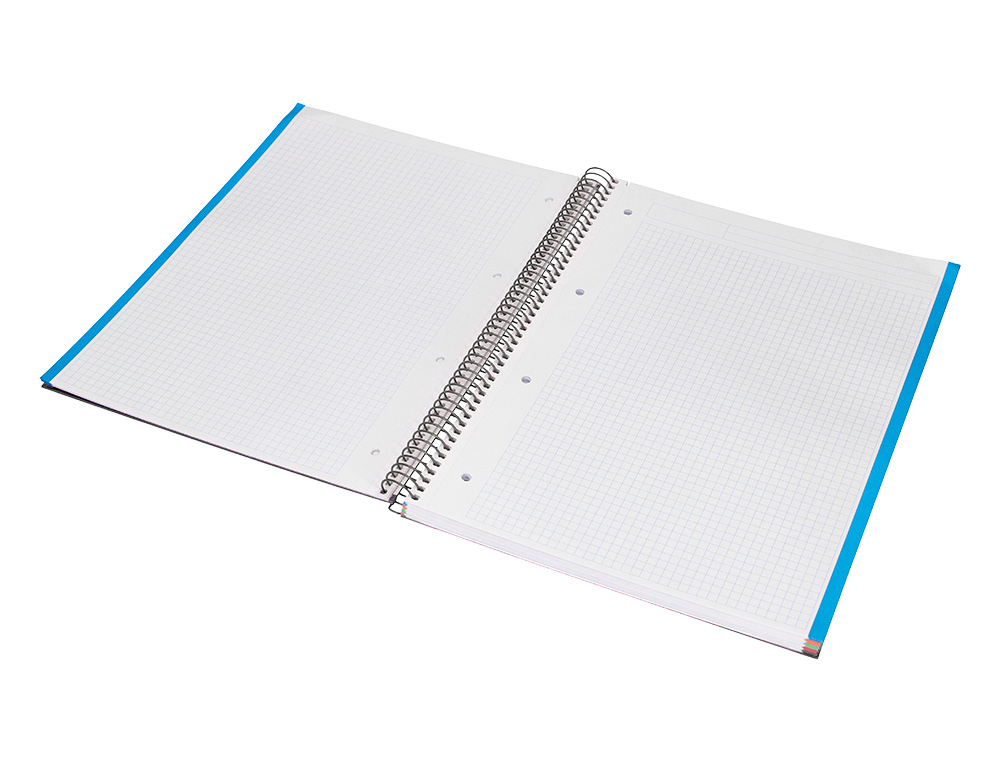 CUADERNO ESPIRAL LIDERPAPEL A4 MICRO JOLLY TAPA FORRADA 140H 75GR CUADRO 5MM 5 BANDAS 4 TALADROS COLOR NEGRO