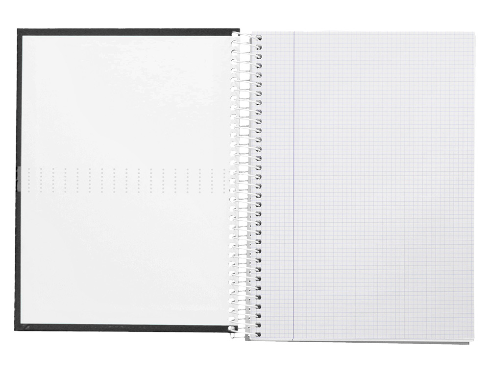 CUADERNO ESPIRAL LIDERPAPEL A4 CRAFTY TAPA FORRADA 80H 90 GR CUADRO 4MM CON MARGEN COLOR NEGRO