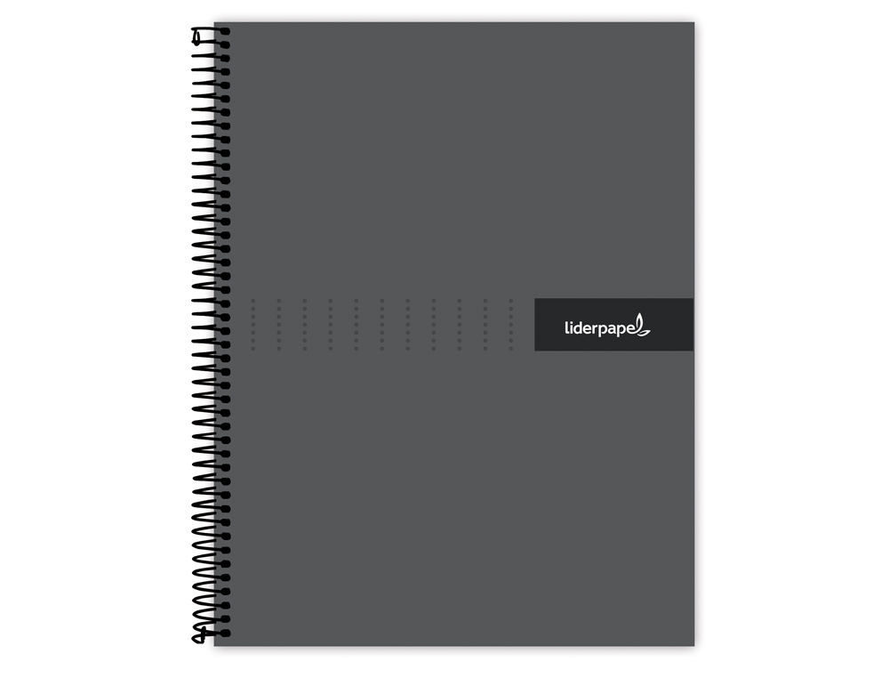 CUADERNO ESPIRAL LIDERPAPEL A4 CRAFTY TAPA FORRADA 80H 90 GR CUADRO 4MM CON MARGEN COLOR NEGRO