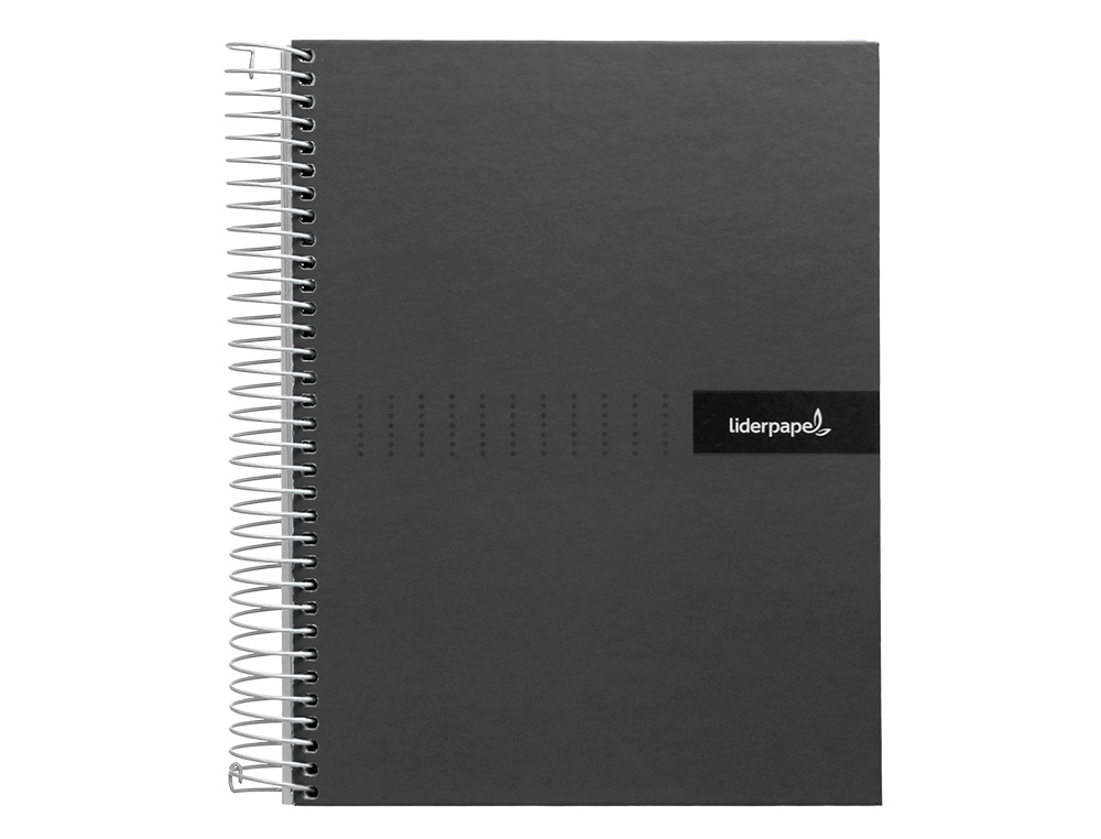 CUADERNO ESPIRAL LIDERPAPEL A4 CRAFTY TAPA FORRADA 80H 90 GR CUADRO 4MM CON MARGEN COLOR NEGRO